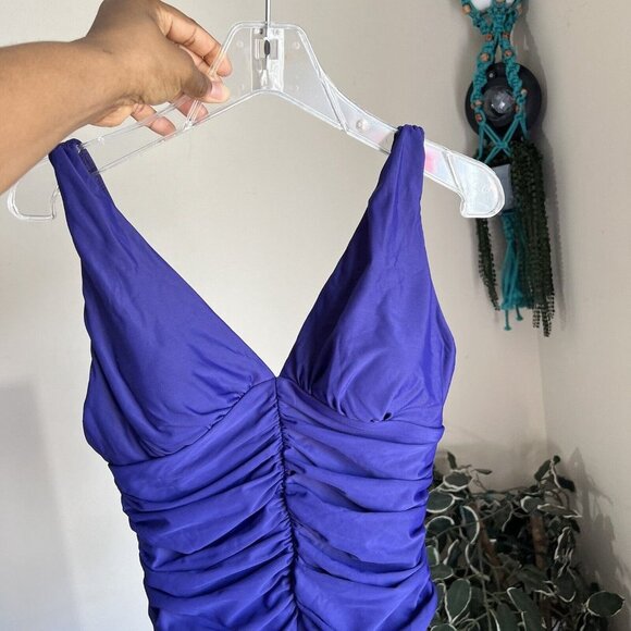 Miraclesuit Sonatina One Piece Swimsuit Tummy Control Ruching Size US 12 Purple - Picture 4 of 6
